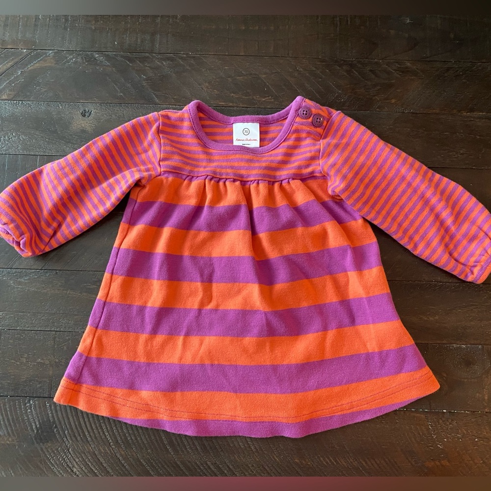 HANNA ANDERSSON Baby Girls Dress/Top Striped Purple and Orange